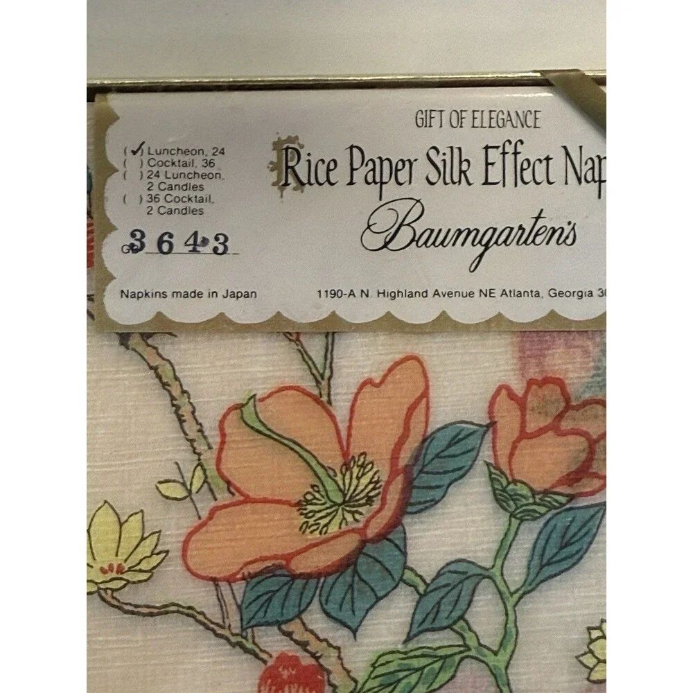 Baumgarten's Box Rice Paper Silk Effect Napkins 24 Luncheon